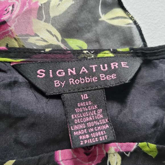 Y2K Whimsigoth Fairy Grunge Dress Womens 14 Black Floral Silk Sleeveless V-Neck - Picture 4 of 8